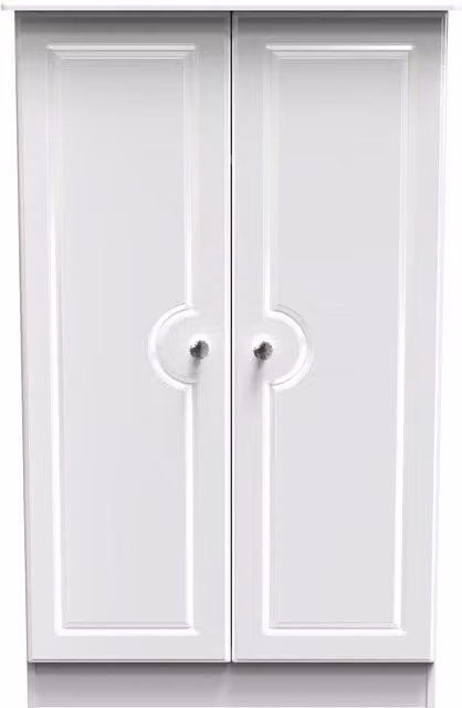 Ready Assembled 2 U Stratford 2 Door Midi Wardrobe in White Glossy Finish