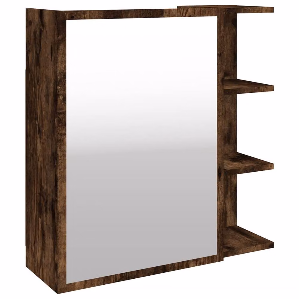 Berkfield Home Practical Bathroom Mirror Cabinet in Smoked Oak Brown, W/D/H: 62.5 x 20.5 x 64 cm – 2