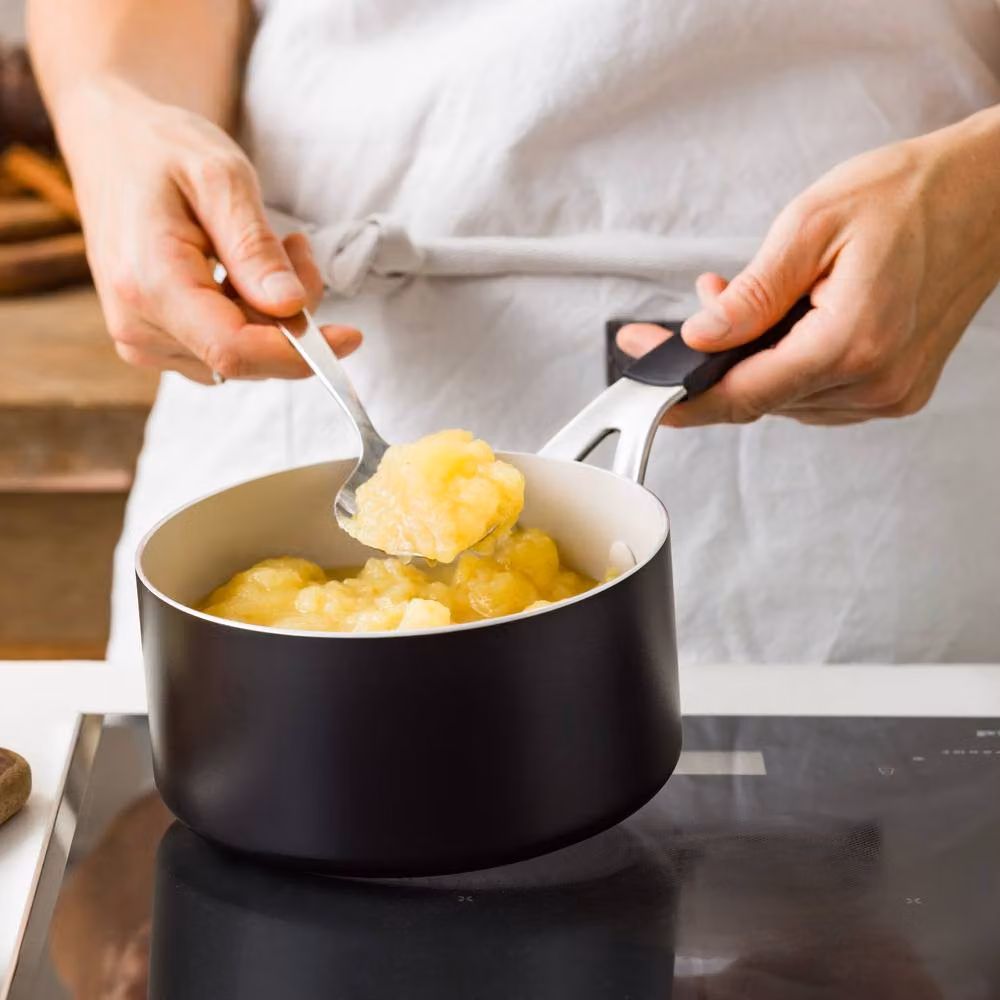 KitchenAid Matt Black Aluminium Saucepan with Glass Lid, 16 cm – 6