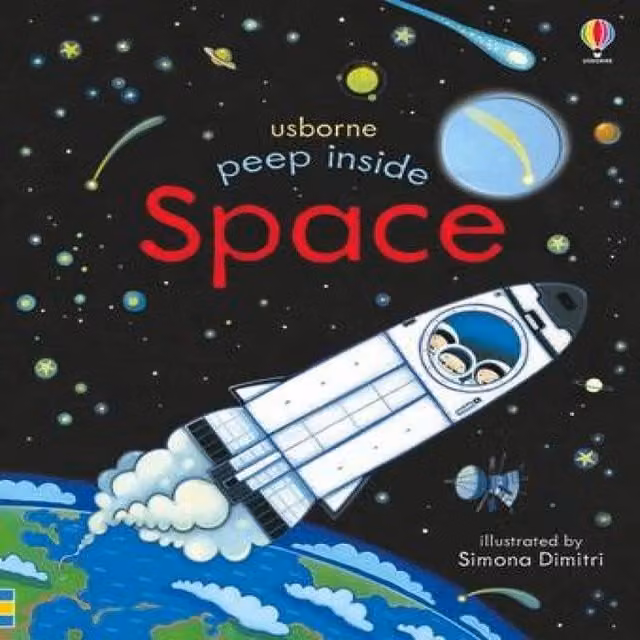 Anna Milbourne Peep Inside Space Board Book, Multicolour