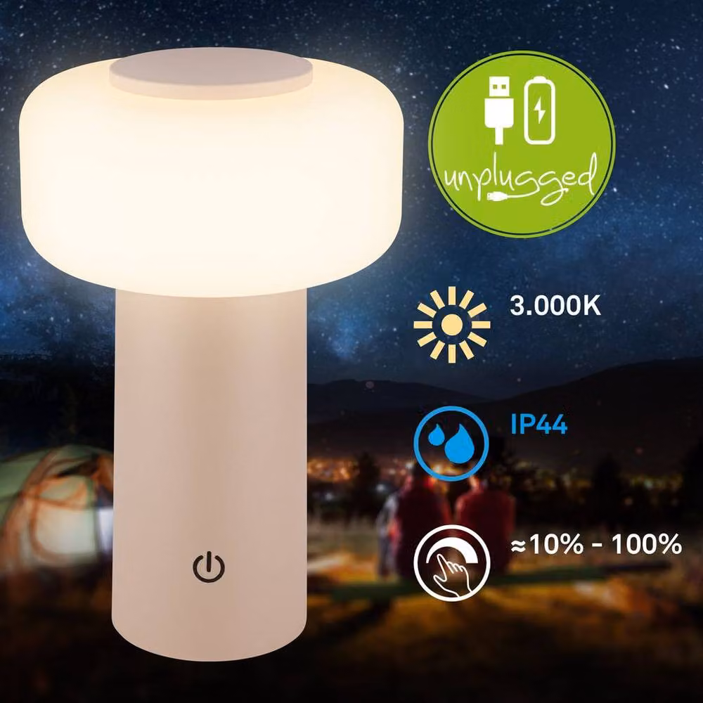 Briloner Rechargeable LED Table Lamp with Touch Dimming, IP44 Outdoor Night Light, Beige, W/D/H: 13 x 13 x 20.6 cm – 2
