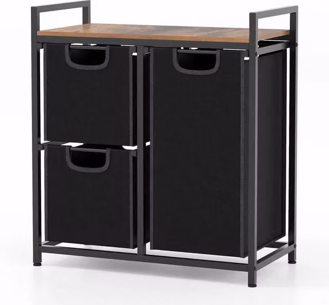 KORVIXA Freestanding Laundry Hamper and Basket Organiser in Black – 1
