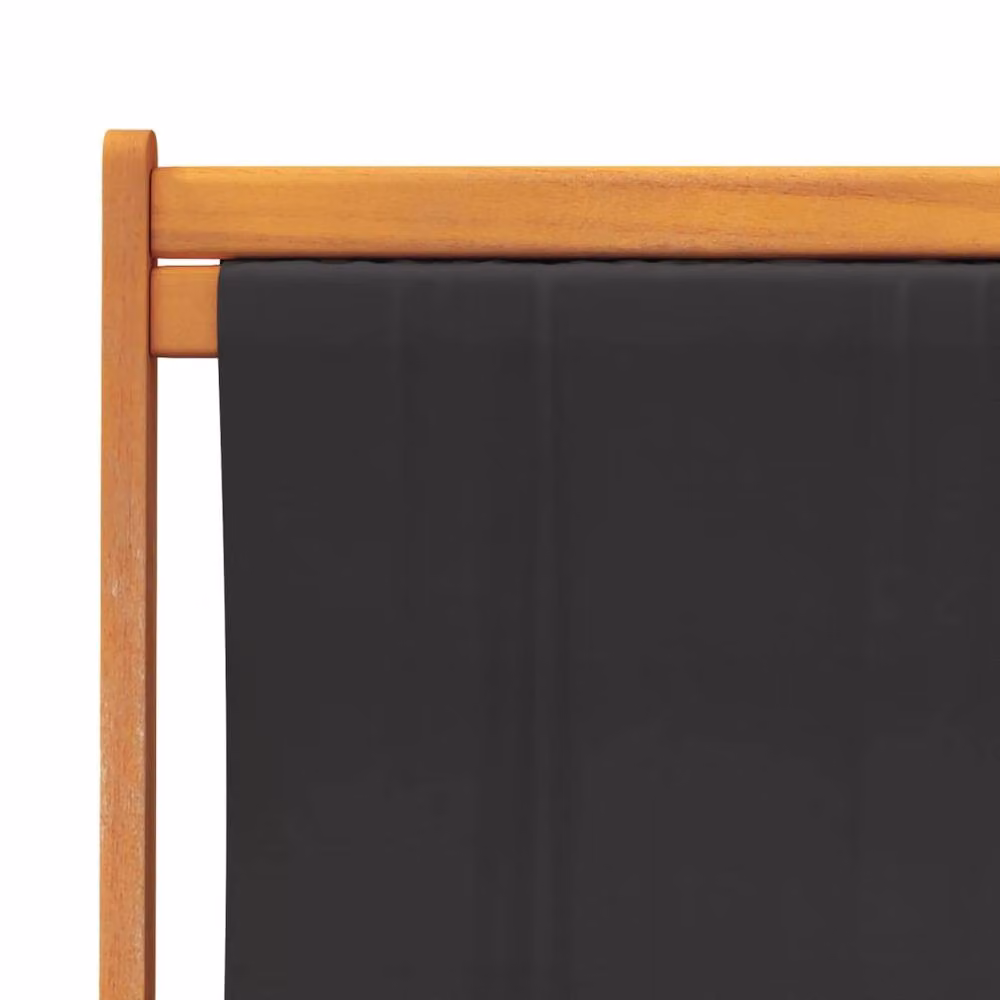 Berkfield Home Set of 2 Folding Beach Chairs in Black UV-Resistant Fabric with Treated Hardwood Frame – 5