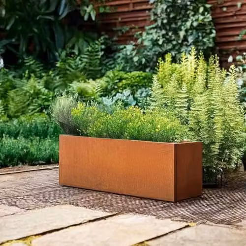 Nicoman Corten Steel Trough Planter in Bronze, W/D/H: 80 x 30 x 40 cm – 4