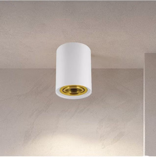 CGC Lighting Prince White and Gold Adjustable GU10 Surface Mounted Round Ceiling Downlight – 1