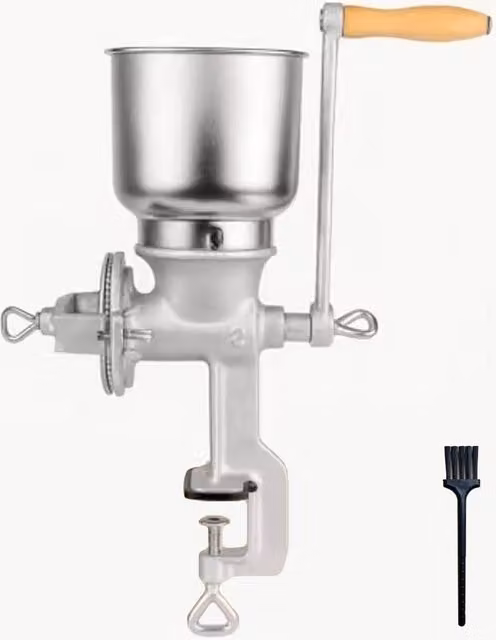 Ventryn Silver Cast Iron Manual Hand Grinder for Corn, Grain, Wheat and Nuts
