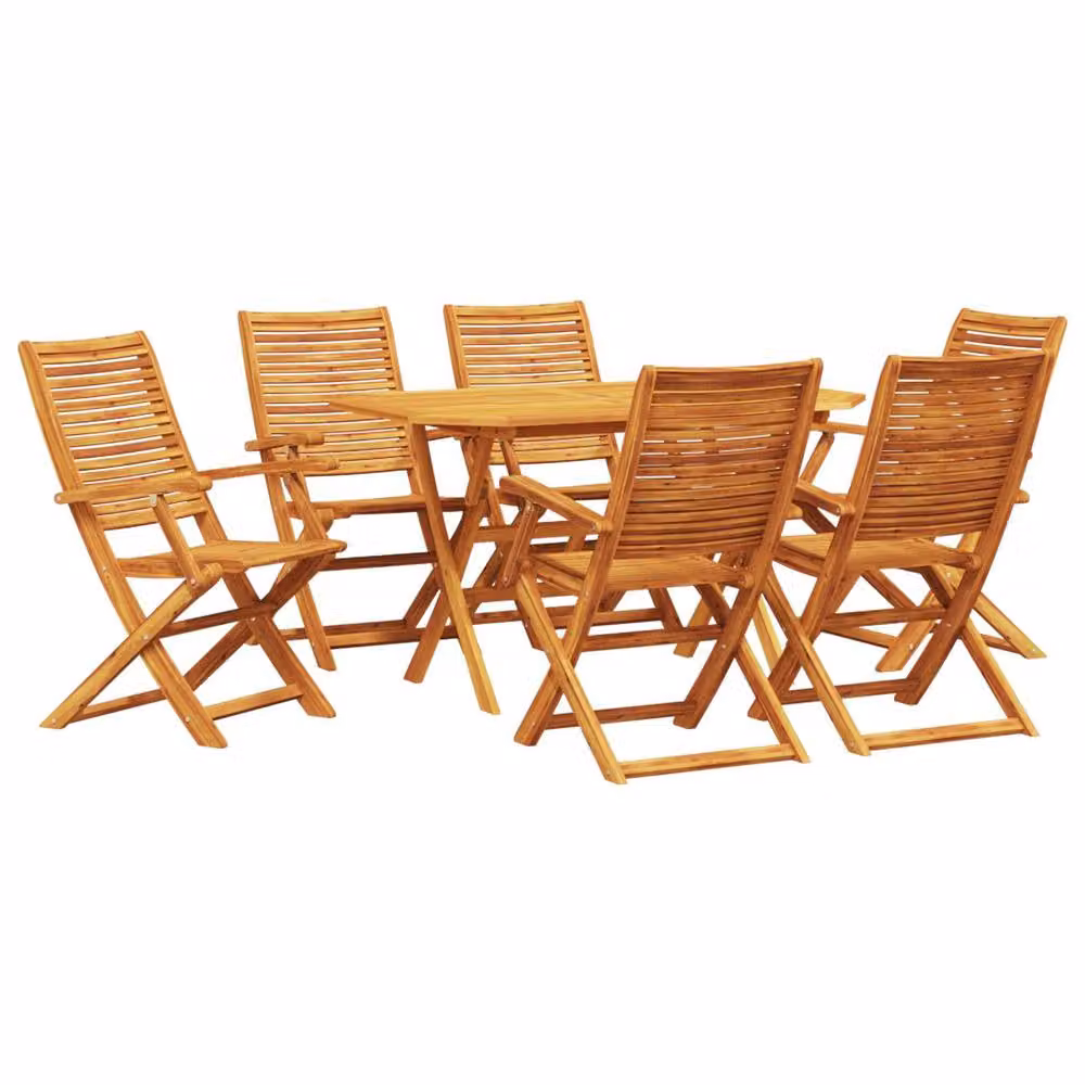 Berkfield Home 7-Piece Brown Acacia Wood Garden Dining Set – 2