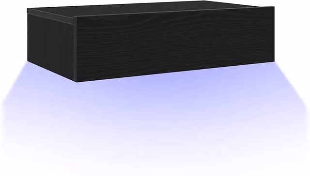 Berkfield Home Modern Black Oak TV Cabinet with LED Lights W: 60 cm, D: 35 cm, H: 15.5 cm – 1