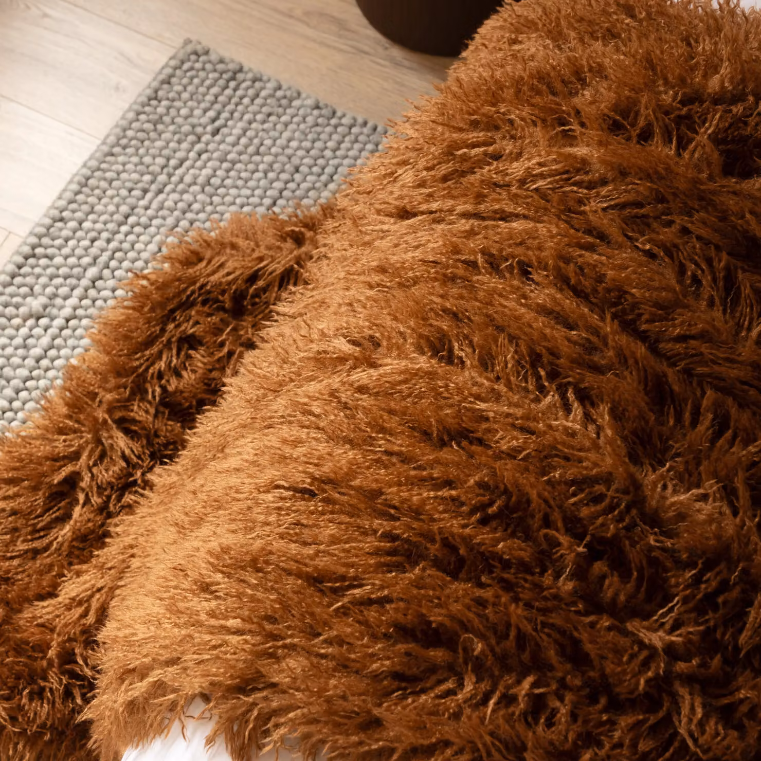 Furn Rowan Reversible Double Face Faux Fur Animal Print Throw in Orange, W/D/H: 130 x 180 cm – 3