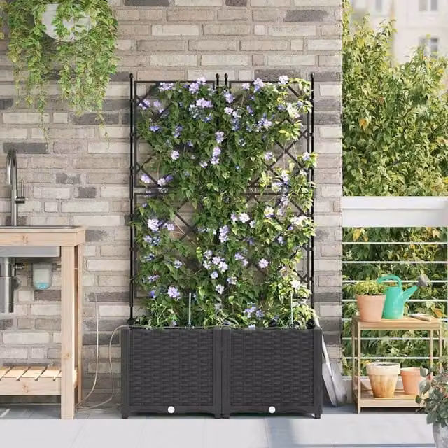 Berkfield Home Garden Planters with Water Irrigation System, 2 Pack, Black – 1