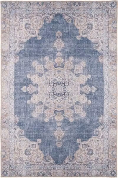 Kukoon Large Oriental Vintage Area Rug in Dark Blue, Washable and Non-Slip, W: 200 cm, D: 290 cm