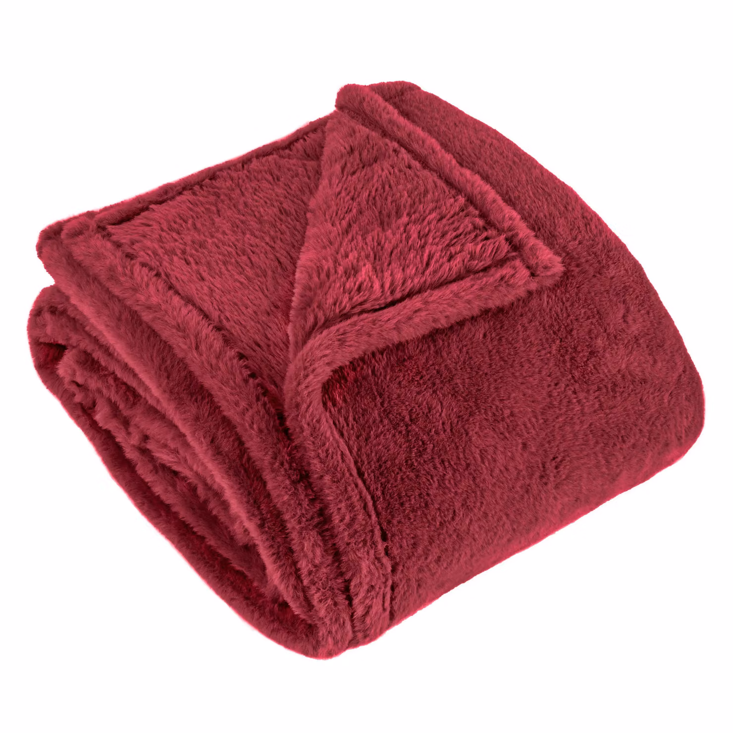 Furn Kallu Red Double-Sided Faux-Fur Throw, W: 130 cm, D: 180 cm – 2