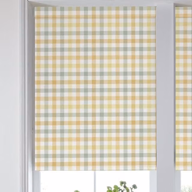 Laura Ashley Cove Check Translucent Made to Measure Roller Blind, Yellow