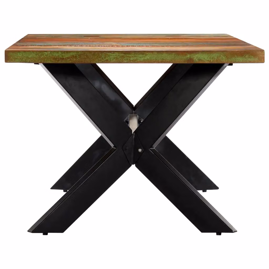 Berkfield Home Rectangular Industrial Dining Table in Multicolour Solid Reclaimed Wood, W/D/H: 200 x 100 x 75 cm – 3