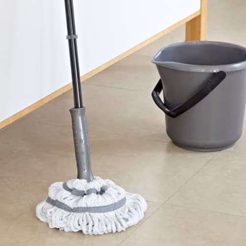 Addis Twist Mop with Wringer and Telescopic Handle, Grey, Microfibre Refillable Head – 2