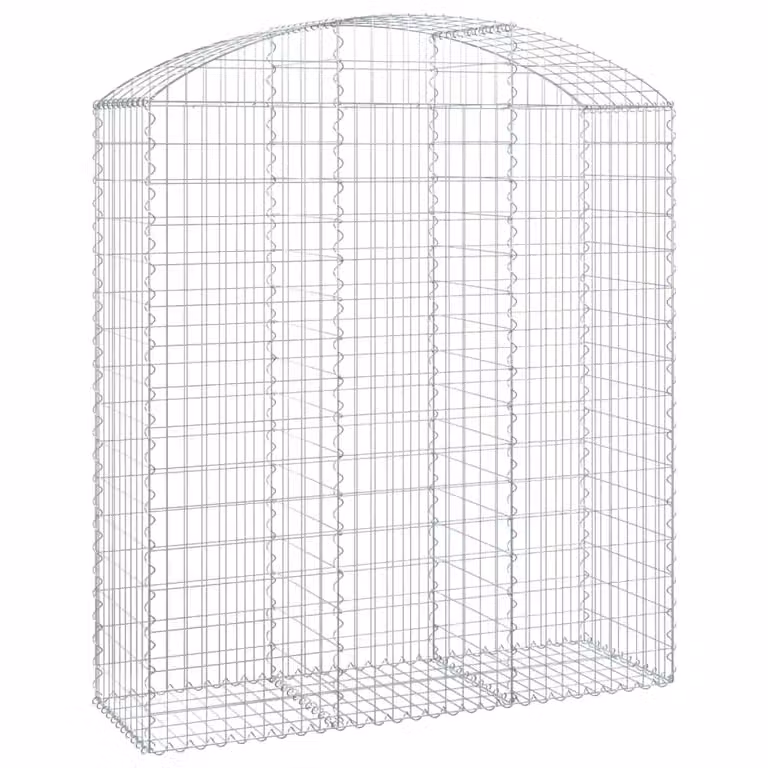 Berkfield Home Arched Gabion Basket in Silver Galvanised Steel, W: 150 cm, D: 50 cm, H: 160-180 cm