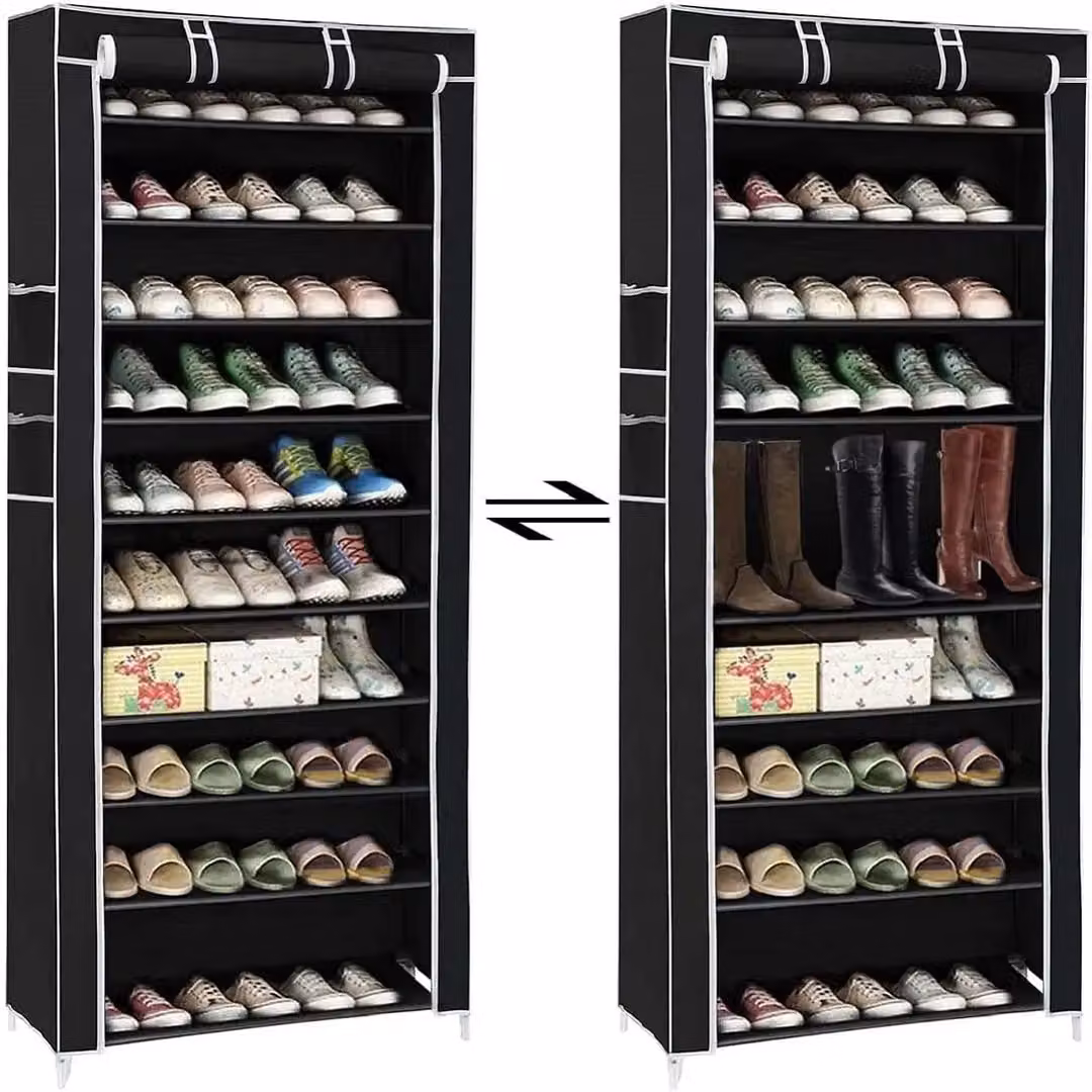 Hinsinc 9 Tier Dustproof Shoe Rack Storage Organiser, Black – 5