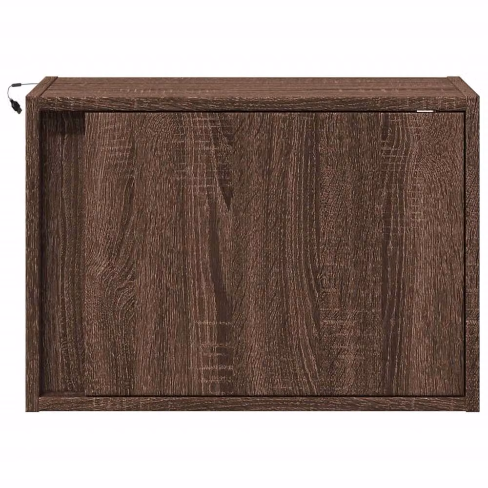 Berkfield Home Wall-mounted Bedside Cabinets with Integrated LED Lights, 2 Pack, Brown Oak – 4