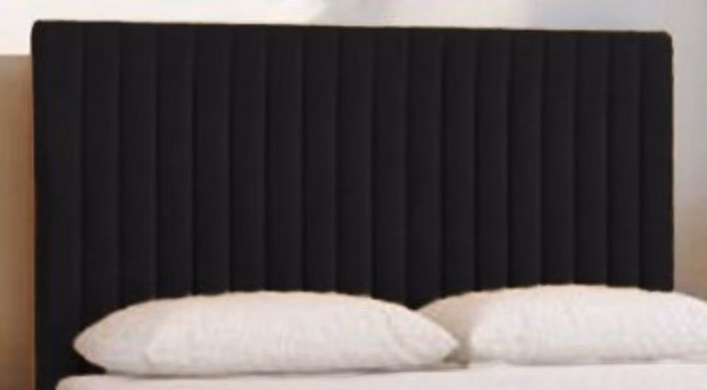 Knight Sleep Emily No Draw Divan Bed Base with Headboard in Black Plush Velvet, W: 140 cm, L: 200 cm – 2
