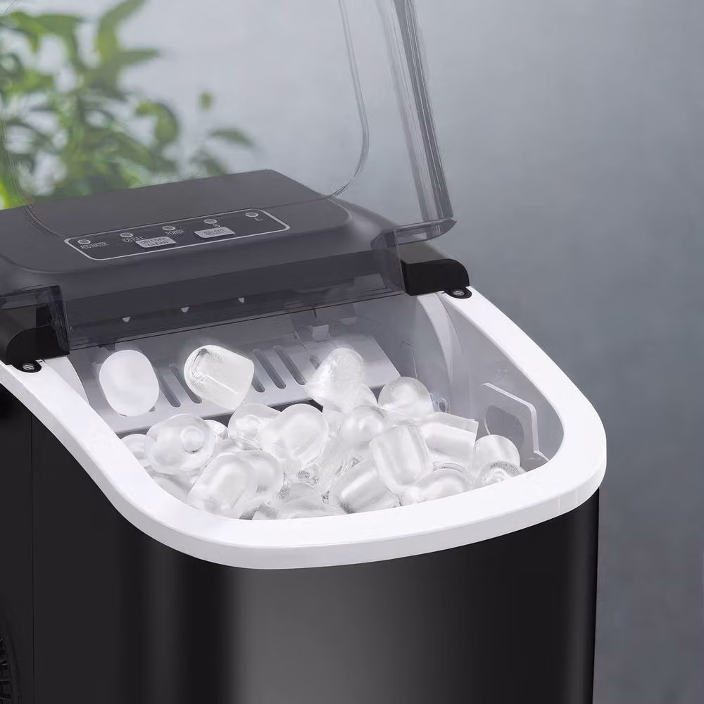 Silonn Countertop Ice Cube Maker with Self-Cleaning Function, Black and Transparent – 5