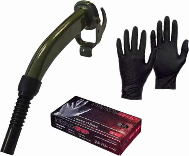 Pegdev Jerry Can Accessory Bundle with Metal Spout and Black Nitrile Gloves