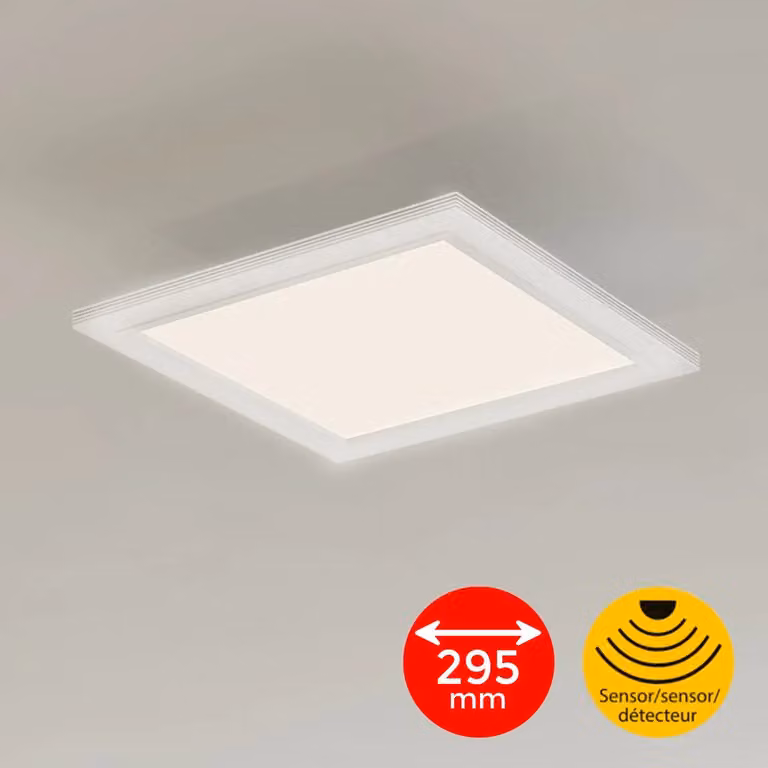 Briloner 12W Ultraslim White Recessed LED Panel with Motion and Dusk Sensor