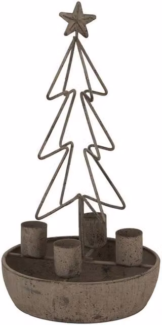 Lemon Pavilion Furniture and Decor Rustic Metal Tree and Star Pillar Candle Holders in Bronze, W: 14 cm, D: 14 cm, H: 26 cm
