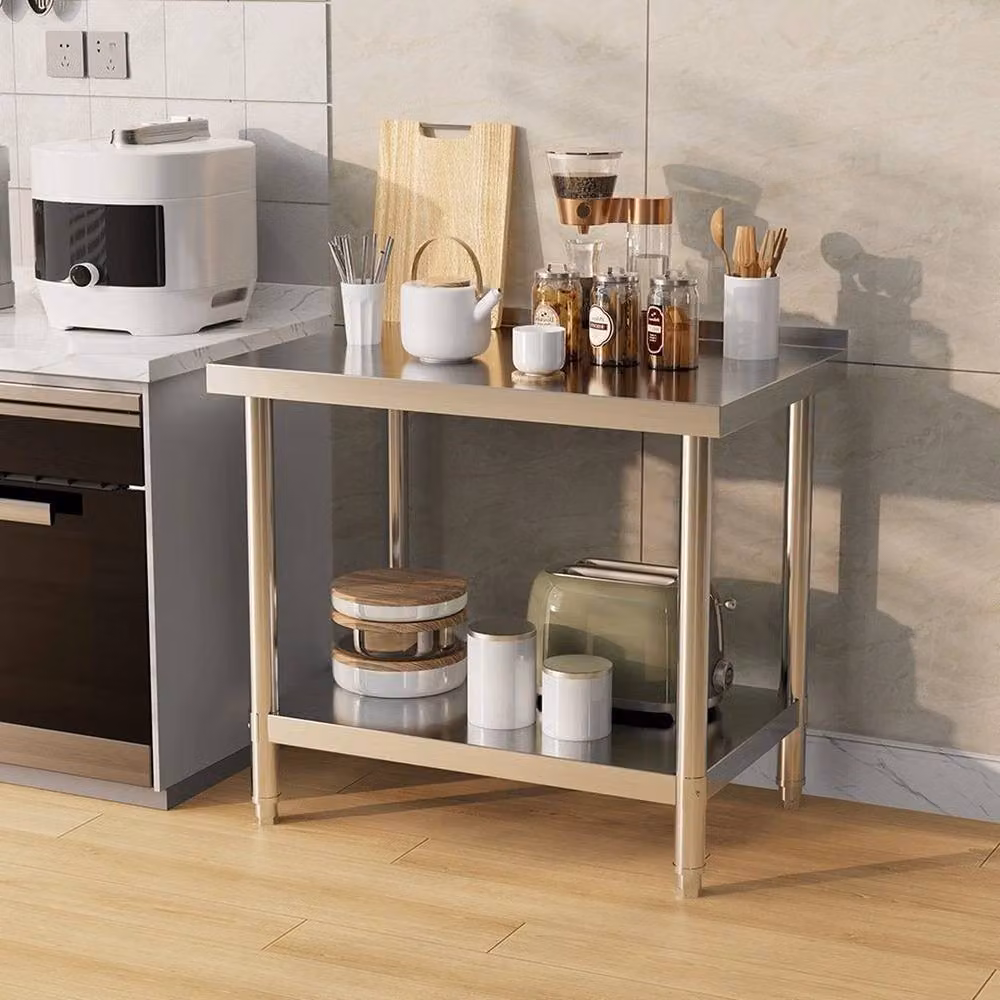 KORVIXA Commercial Stainless Steel Kitchen Table in Silver, W/D/H: 1000 x 52 x 80 cm – 2