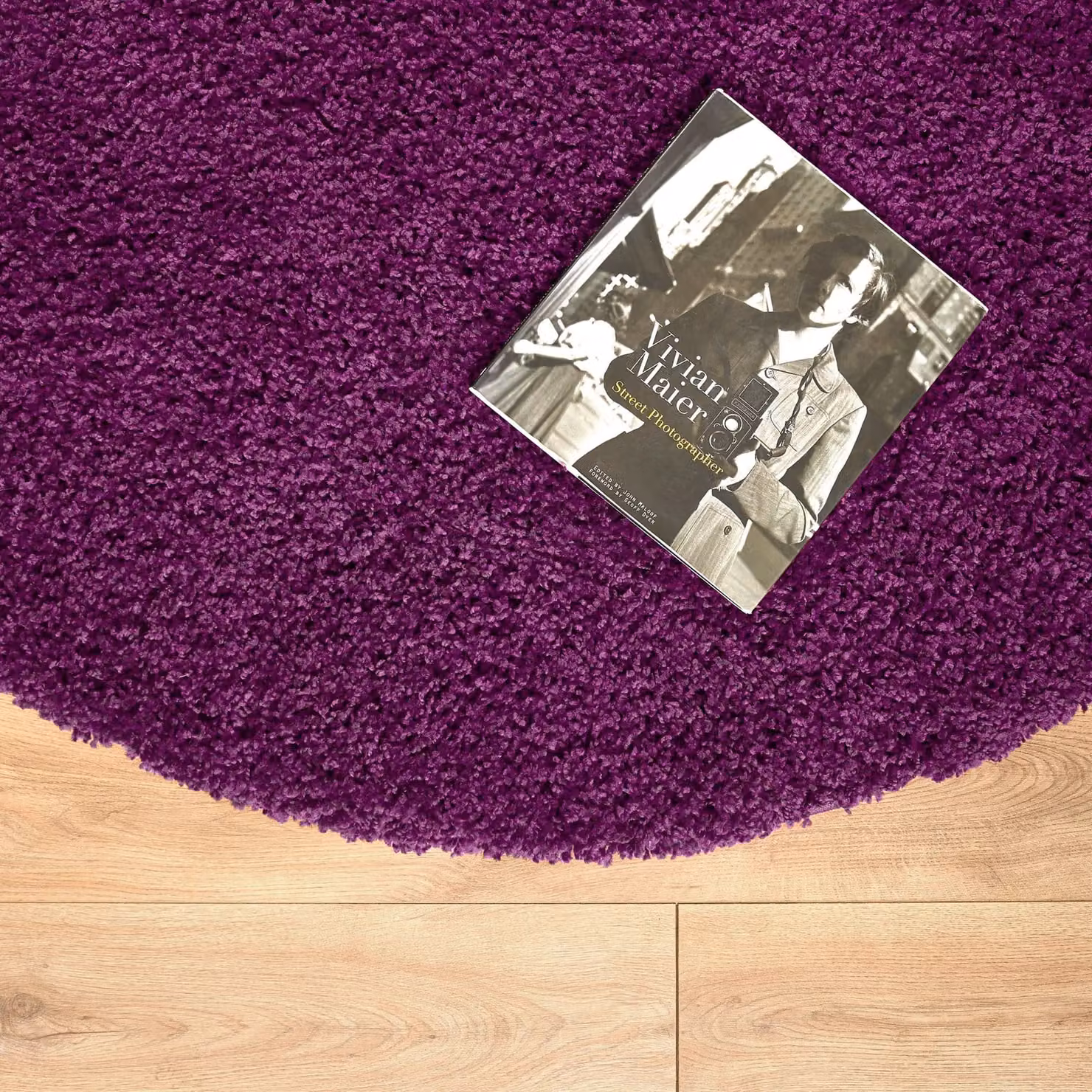 Bravich Round Purple Shaggy Rug, Diameter: 120 cm, Pile Height: 5 cm, Washable and Underfloor Heating Suitable – 7