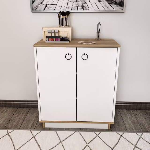 Decorotika Nuanse Freestanding Cupboard in White and Brown