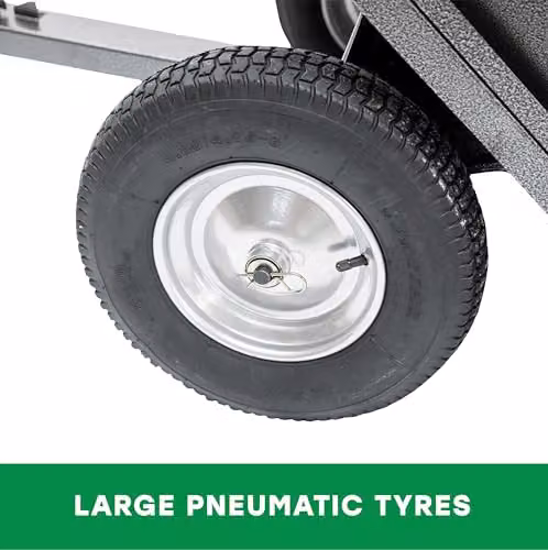 The Handy 225kg Towed Trailer with Folding Sides, Tipping Capability and Pneumatic Tyres in Grey Steel – 4