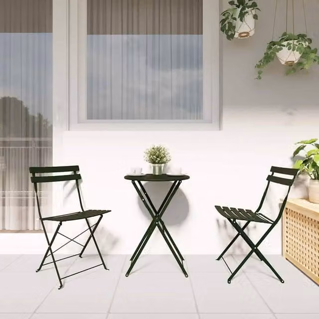 Berkfield Home Dark Green Metal Foldable Outdoor Patio Chair – 1