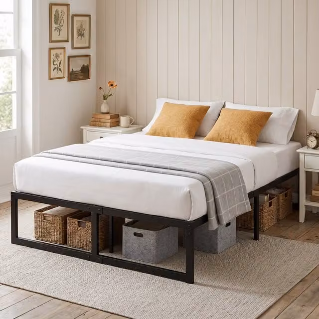 HOMCOM Black Metal Single Bed Frame with Underbed Side Compartment Storage, 120 x 200 cm