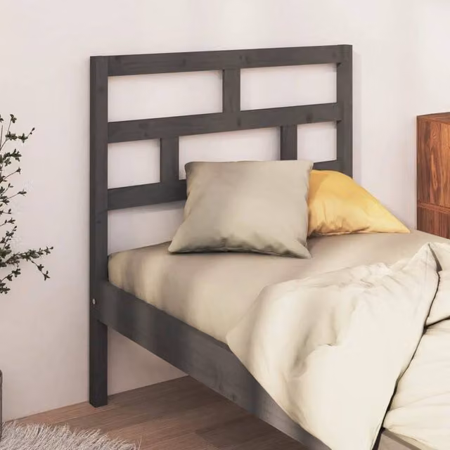 Berkfield Home Beautiful Bed Headboard in Grey Solid Pine Wood, W/D/H: 81 x 4 x 100 cm – 1