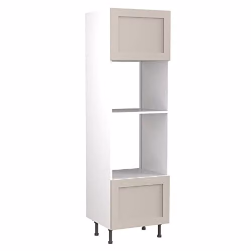 Kitchen Kit Shaker Door Tall Appliance Housing Unit in Light Grey Matt, W: 60.0 cm, H: 212.0 cm