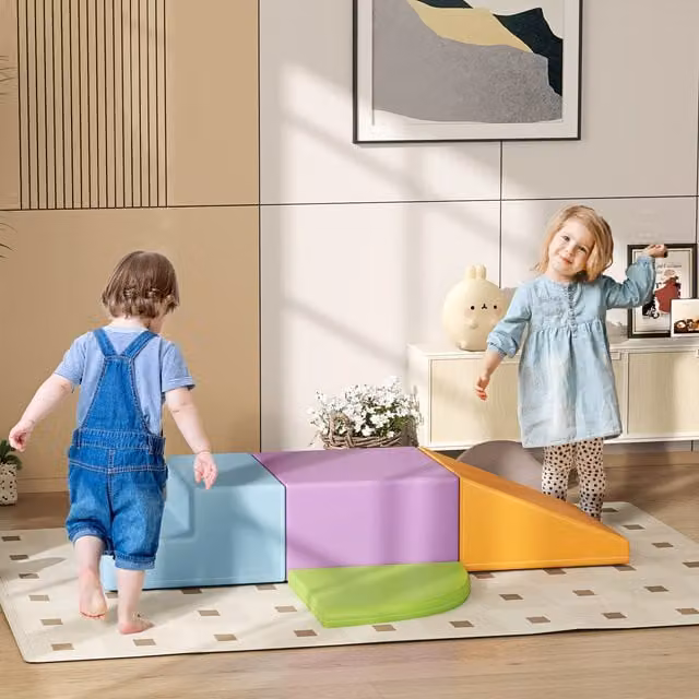 HOMCOM 4-piece Soft Play Foam Climb and Crawl Stacking Set, Orange