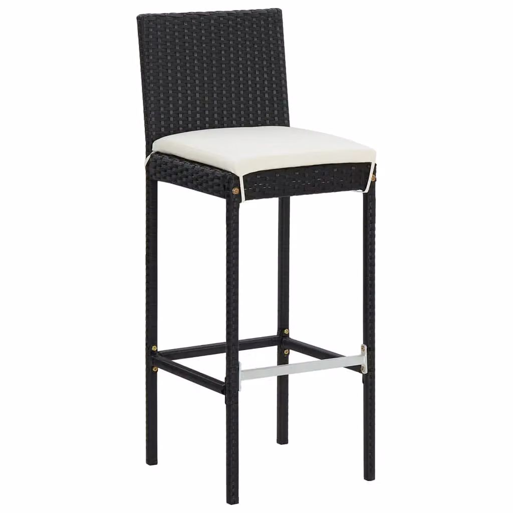 Berkfield Home Set of 4 Modern Black Poly Rattan Garden Bar Stools with Cushions – 2