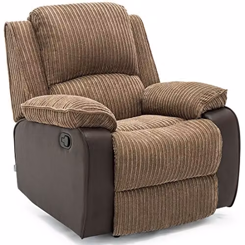 More4Homes Postana Manual Recliner Armchair in Brown Cord Fabric