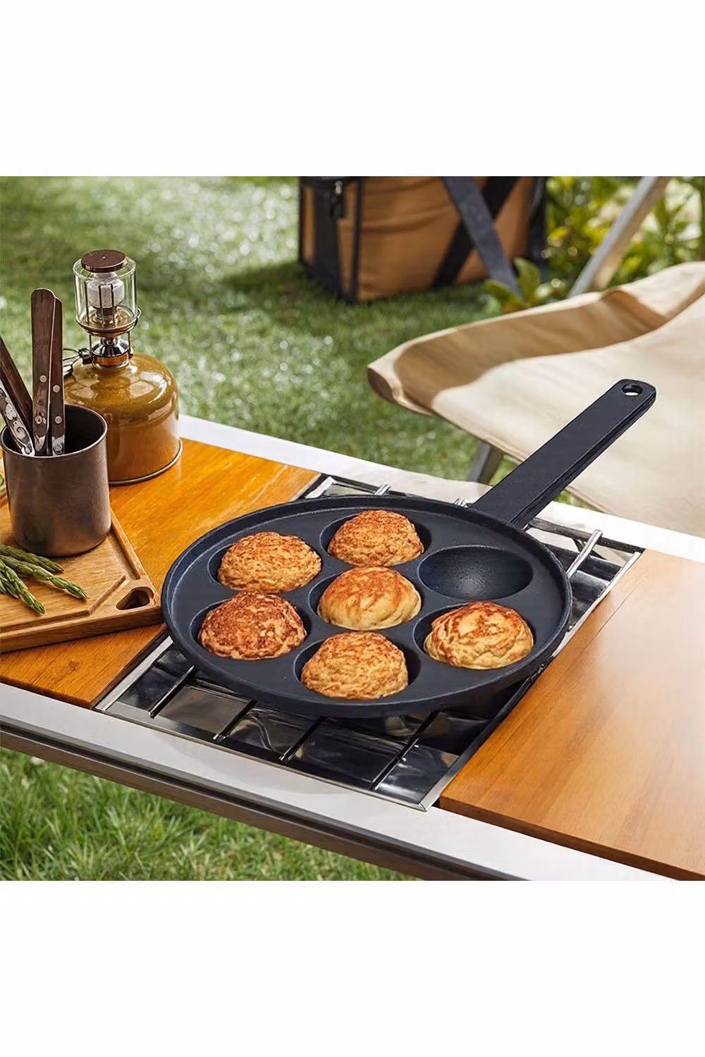 Living and Home Black Cast Iron 7-Hole Aebleskiver and Takoyaki Frying Pan Skillet – 2