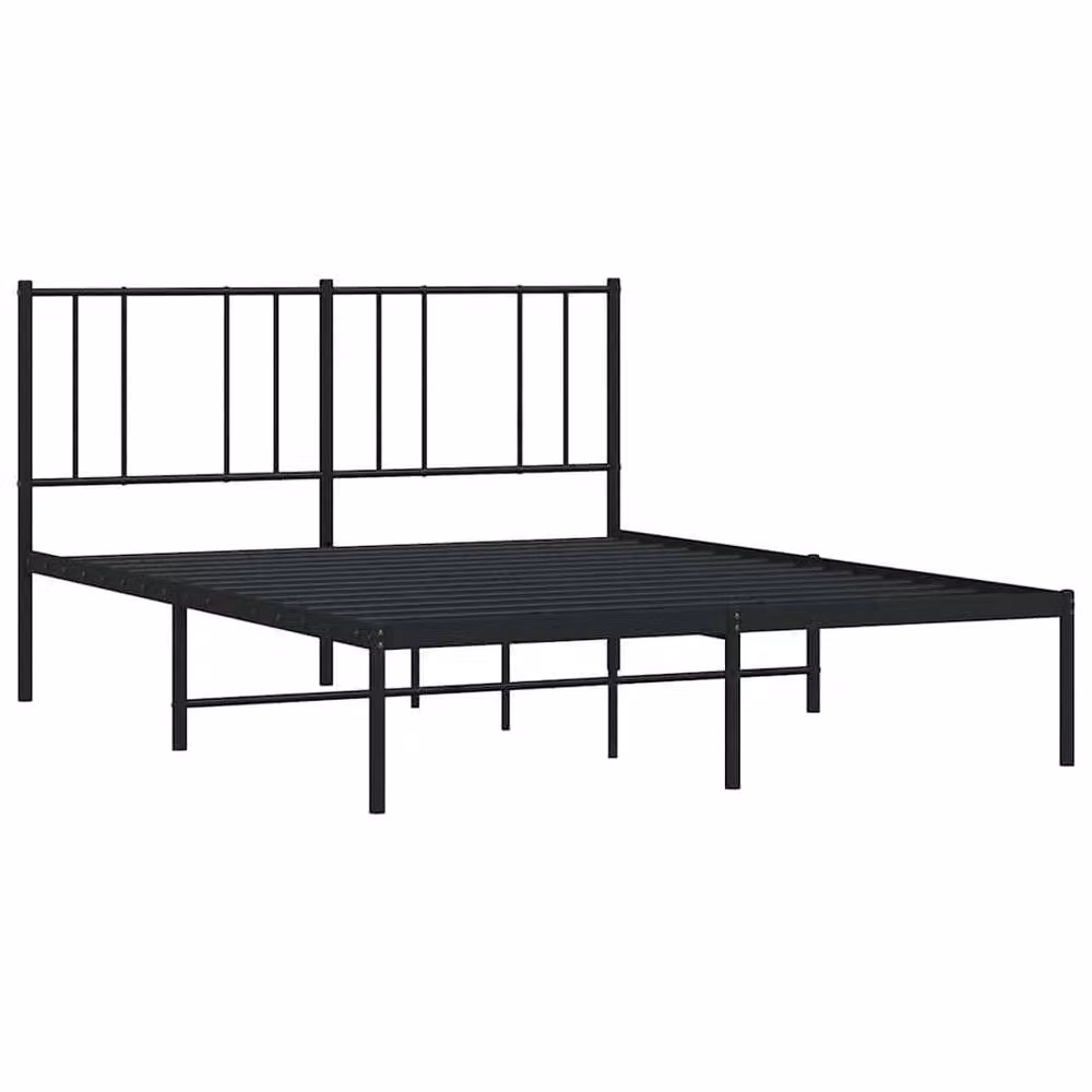 Berkfield Home Metal Bed Frame with Headboard in Black W/D/H: 160 x 200 cm