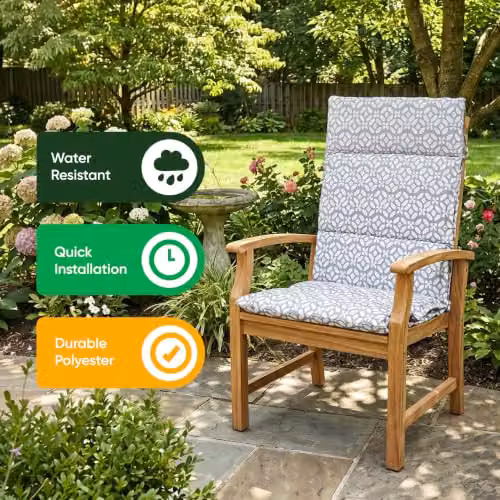 Gardenwize Pack of 2 Geo Full Length Outdoor Seat Cushions in Grey and Multicolour – 7