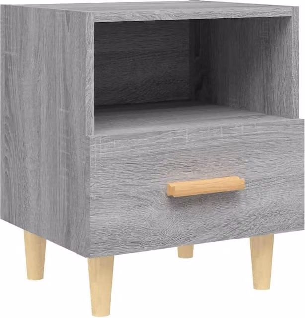Berkfield Home Bedside Cabinet in Grey Sonoma, W/D/H: 40 x 35 x 47 cm