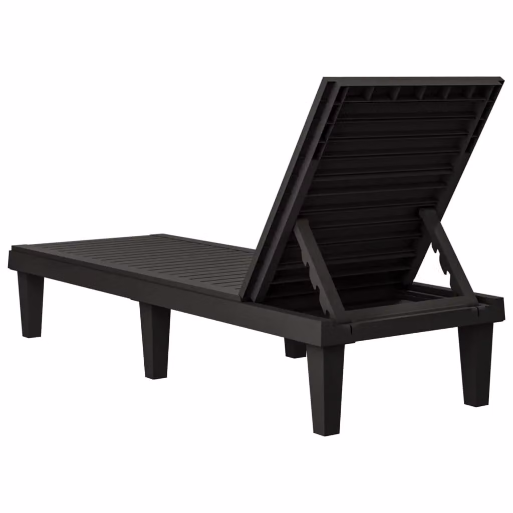 Berkfield Home Black Polypropylene Sun Lounger with Adjustable Headrest, W/D/H: 155 x 58 x 83 cm – 3