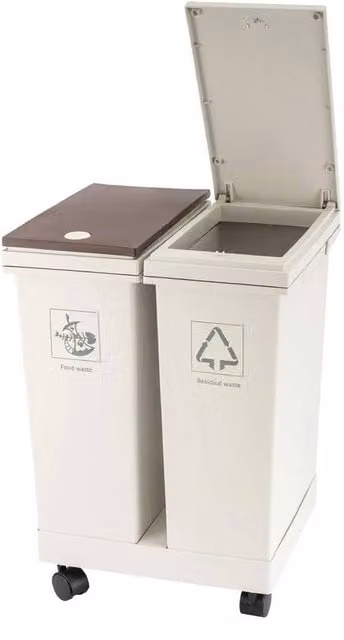 Kelvenix 40L Double Compartment Touch Recycling Bin in White