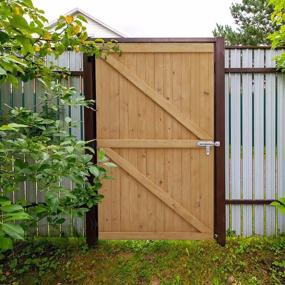 NESTLUNE Pressure Treated Wooden Pedestrian Garden Gate in Brown, W: 100 cm, H: 150 cm – 4