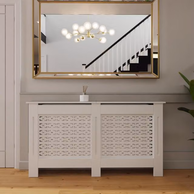 FWStyle Geometric Pattern MDF Modern White Radiator Cover