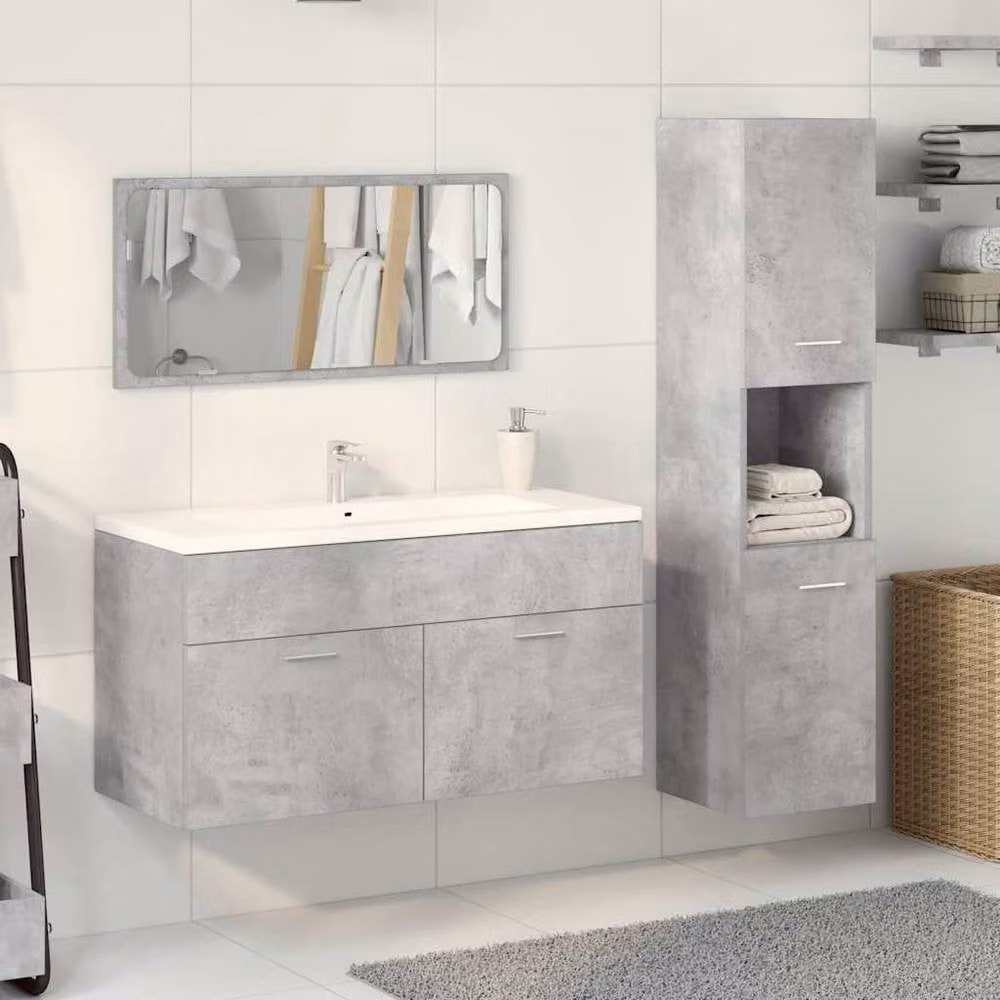 Berkfield Home 3 Piece Modern Bathroom Furniture Set in Matt Grey – 2