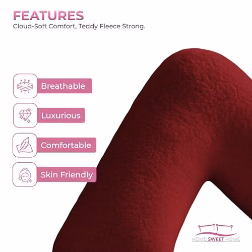 Home Sweet Home UK Red Teddy Fleece V Shaped Pillowcase – 4