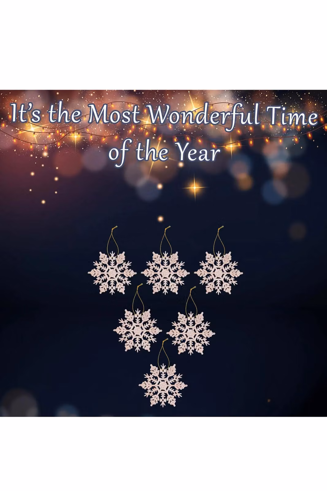 VFM e-Store Glitter Snowflake Hanging Christmas Tree Decoration in Beige and Gold, W/D/H: 18.3 x 10.2 x 1 cm – 2