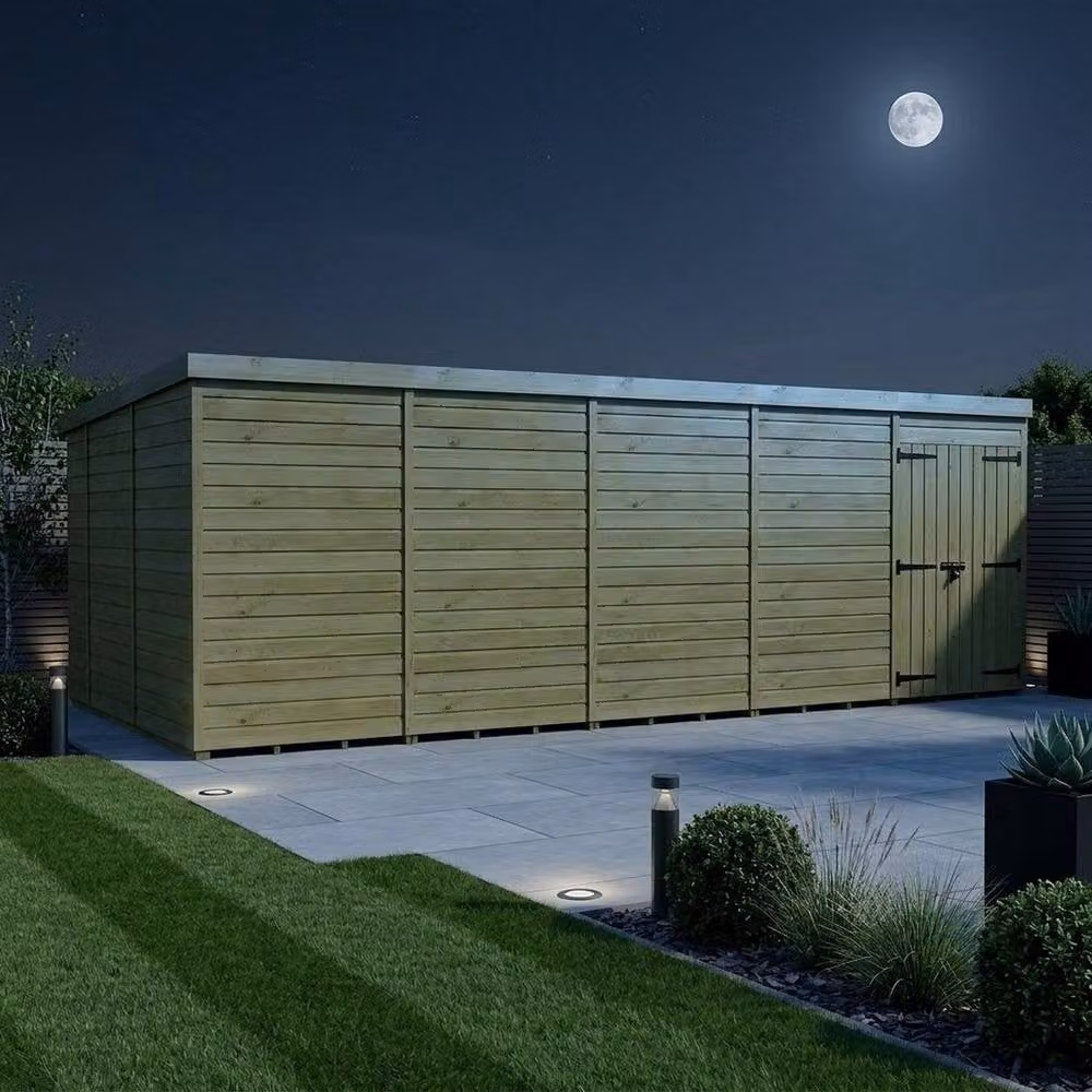 Buttercup Farm Brown Timber Pent Garden Shed with Double Doors and No Windows W/D/H: 622.3 x 304.8 x 210 cm – 3